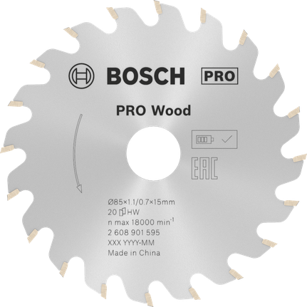 Hoja de sierra circular Bosch PRO de 85 mm para cortar madera.